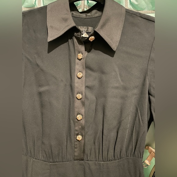 JCrew Black Dress with Gold Buttons and pockets! - Picture 2 of 5